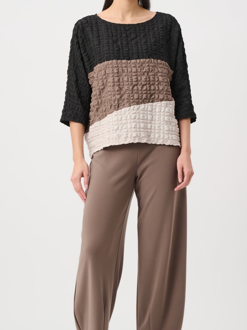 Joseph Ribkoff Bubble Jacquard Color Block Boxy Tunic Style 263199